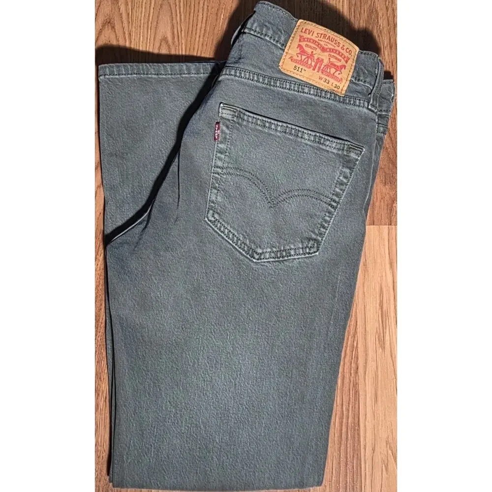 Stylish Levi's Men's 511 Slim Fit Green Jeans W33 L30